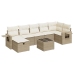 Set de sofás de jardín y cojines 8 piezas ratán sintético beige