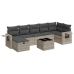 Set de sofás de jardín 8 pzas y cojines ratán sintético gris