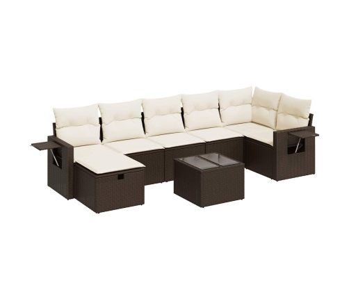 Set sofás de jardín 8 piezas y cojines ratán sintético marrón