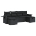 Set de sofás de jardín 6 piezas y cojines ratán sintético negro