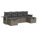 Set de muebles de jardín 6 pzas y cojines ratán sintético gris