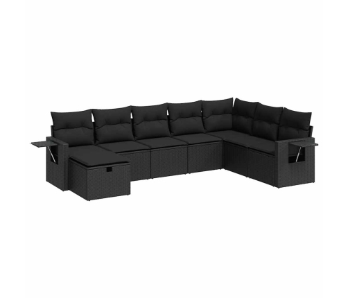 Set de sofás de jardín y cojines 8 piezas ratán sintético negro