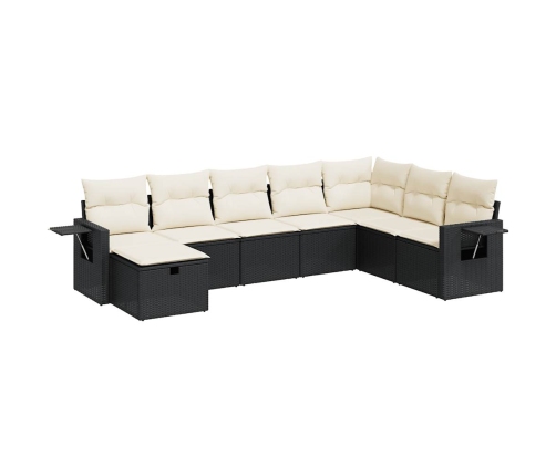 Set de sofás de jardín y cojines 8 piezas ratán sintético negro