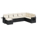Set de sofás de jardín y cojines 8 piezas ratán sintético negro