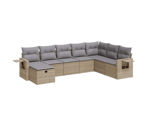 Set de sofás de jardín y cojines 8 piezas ratán sintético beige