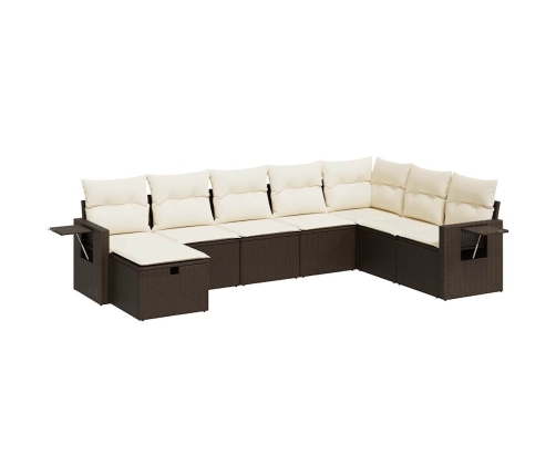 Set sofás de jardín 8 piezas y cojines ratán sintético marrón