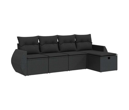 Set de muebles de jardín 5 pzas y cojines ratán sintético negro