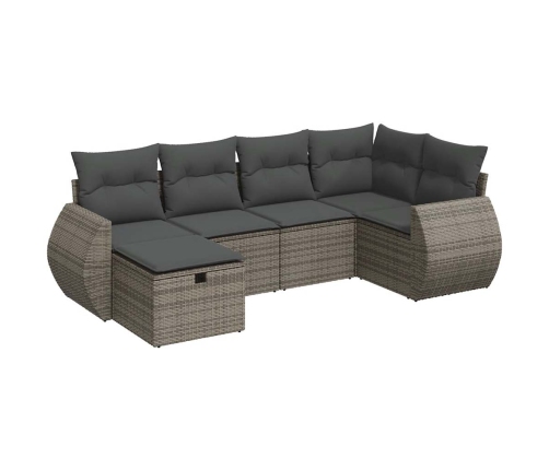 Set de muebles de jardín 6 pzas y cojines ratán sintético gris