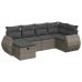 Set de muebles de jardín 6 pzas y cojines ratán sintético gris