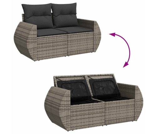 Set de muebles de jardín 6 pzas y cojines ratán sintético gris