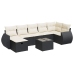 Set de sofás de jardín y cojines 8 piezas ratán sintético negro