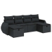 Set de sofás de jardín 6 piezas y cojines ratán sintético negro