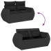 Set de sofás de jardín 6 piezas y cojines ratán sintético negro