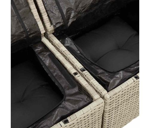 Set de sofás de jardín 6 pzas y cojines ratán sintético gris