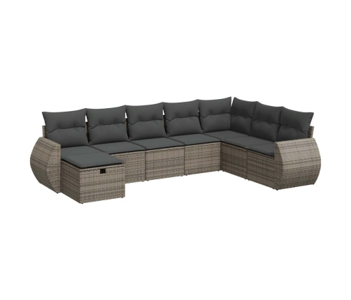 Set de sofás de jardín y cojines 8 piezas ratán sintético gris
