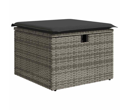Set de sofás de jardín 4 pzas y cojines ratán sintético gris