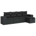 Set de muebles de jardín 5 pzas y cojines ratán sintético negro