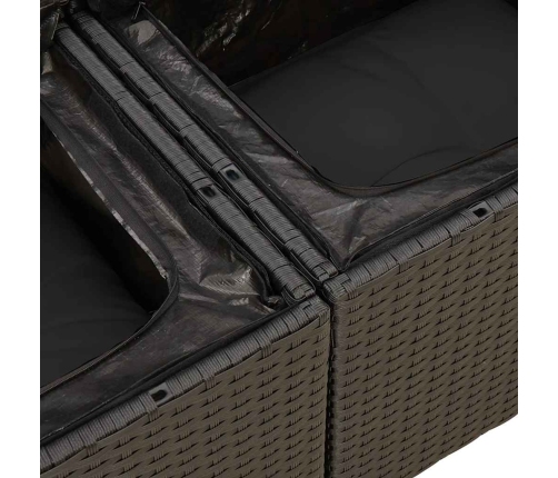 Set de muebles de jardín 5 pzas y cojines ratán sintético negro