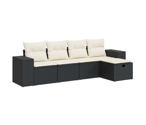 Set de muebles de jardín 5 pzas y cojines ratán sintético negro