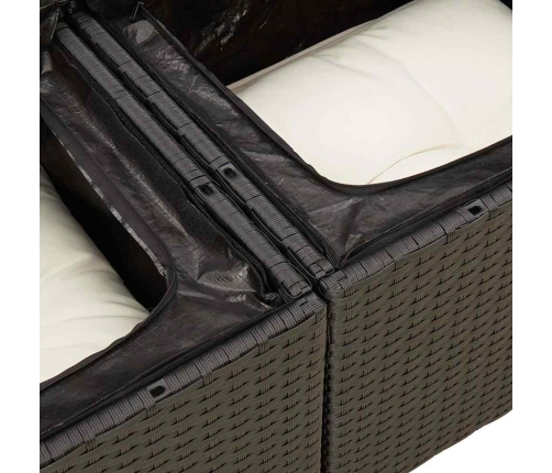 Set de muebles de jardín 5 pzas y cojines ratán sintético negro