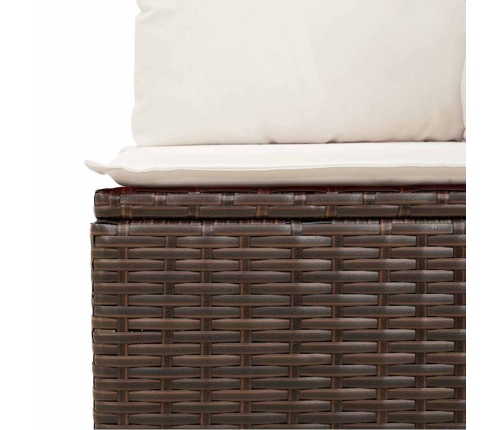 Set comedor de jardín 5 piezas y cojines ratán sintético marrón