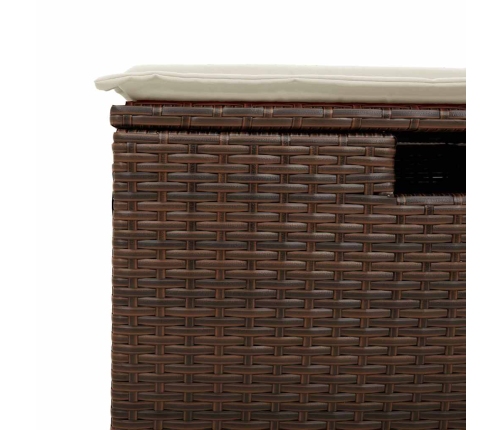 Set comedor de jardín 5 piezas y cojines ratán sintético marrón