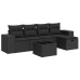 Set de sofás de jardín 6 piezas y cojines ratán sintético negro