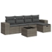 Set de muebles de jardín 6 pzas y cojines ratán sintético gris