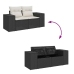 Set de sofás de jardín 6 piezas y cojines ratán sintético negro