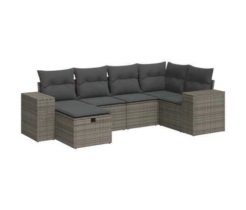Set de muebles de jardín 6 pzas y cojines ratán sintético gris