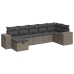 Set de sofás de jardín 7 pzas con cojines ratán sintético gris