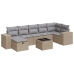Set de sofás de jardín y cojines 8 piezas ratán sintético beige