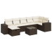 Set sofás de jardín 8 piezas y cojines ratán sintético marrón