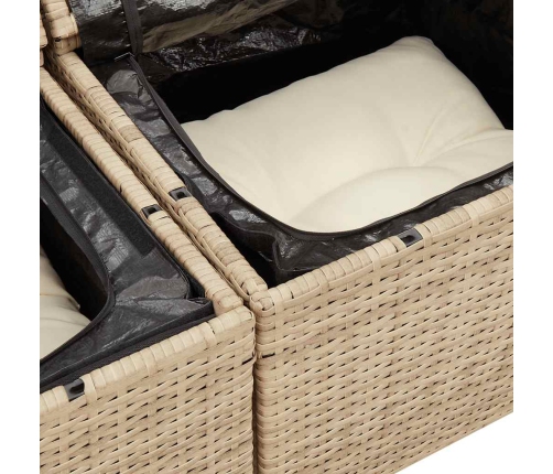 Juego de sofás jardín con cojines 6 pzas ratán sintético beige