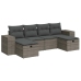 Set de muebles de jardín 6 pzas y cojines ratán sintético gris