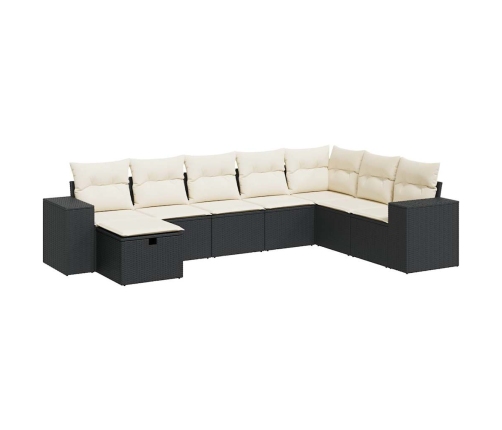 Set de sofás de jardín y cojines 8 piezas ratán sintético negro