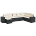 Set de sofás de jardín y cojines 8 piezas ratán sintético negro