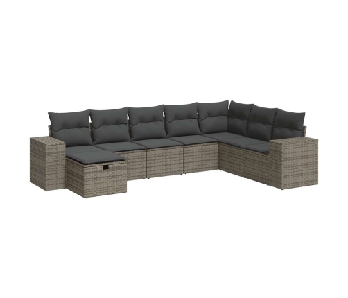 Set de sofás de jardín y cojines 8 piezas ratán sintético gris