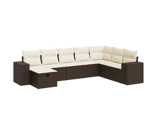 Set sofás de jardín 8 piezas y cojines ratán sintético marrón