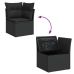 Set de sofás de jardín 6 piezas y cojines ratán sintético negro