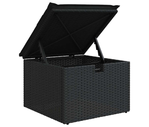 Set de sofás de jardín 6 piezas y cojines ratán sintético negro
