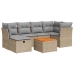 Set sofás de jardín 7 piezas y cojines ratán sintético beige