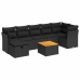 Set de sofás de jardín y cojines 8 piezas ratán sintético negro