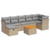 Set de sofás de jardín y cojines 8 piezas ratán sintético beige