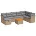 Set de sofás de jardín con cojines 9 pzas ratán sintético beige
