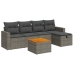Set de muebles de jardín 6 pzas y cojines ratán sintético gris