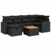 Set de sofás de jardín 7 pzas con cojines ratán sintético negro