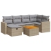 Set sofás de jardín 7 piezas y cojines ratán sintético beige