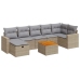 Set de sofás de jardín y cojines 8 piezas ratán sintético beige