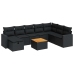 Set de sofás de jardín con cojines 9 pzas ratán sintético negro